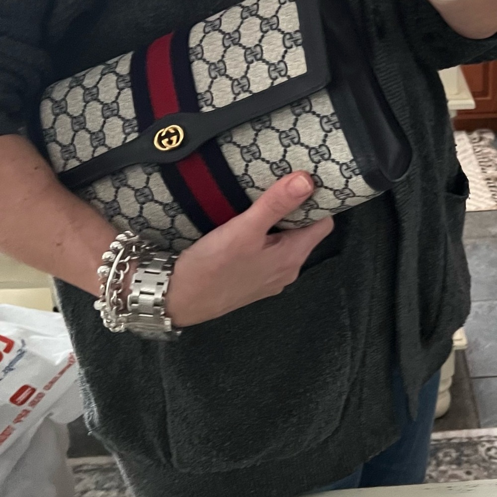 Gucci canvas sherry line navy clutch - Picture 13 of 16